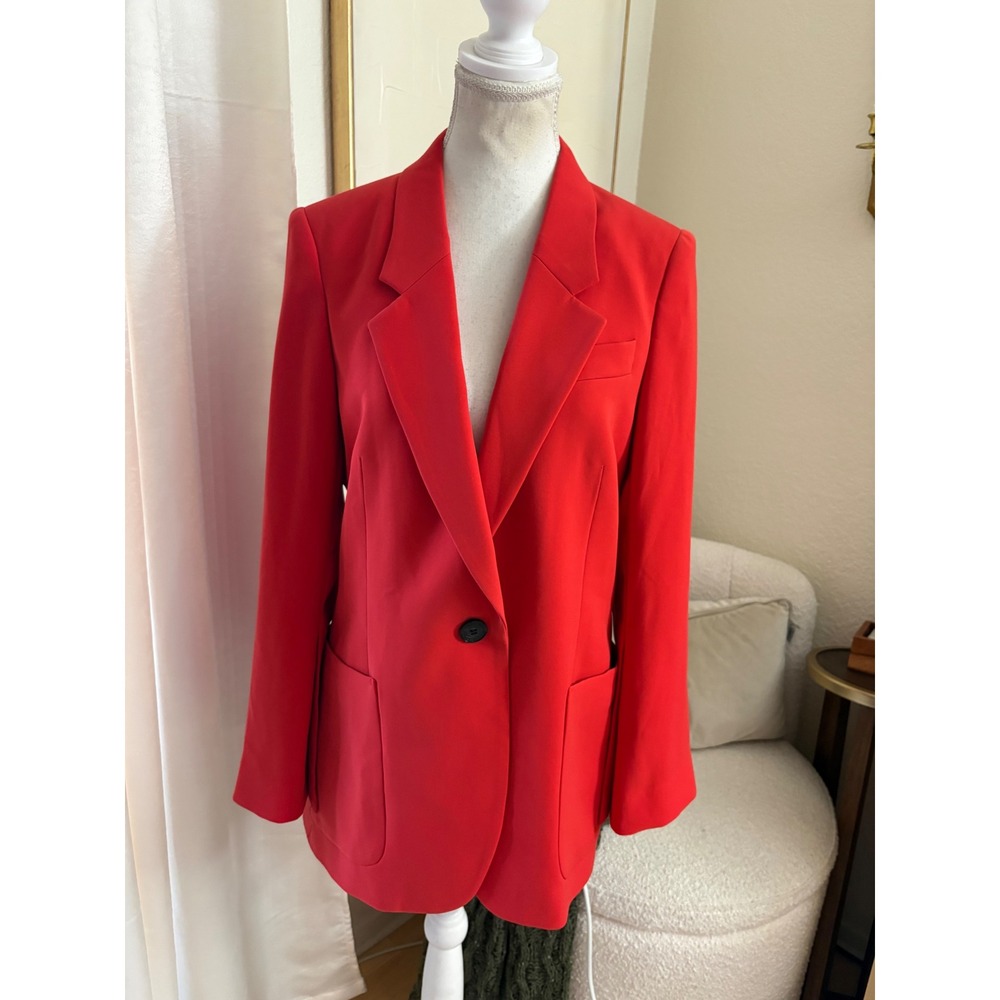 REISS Maia Single Breasted Blazer Red Size 6 - Picture 3 of 12